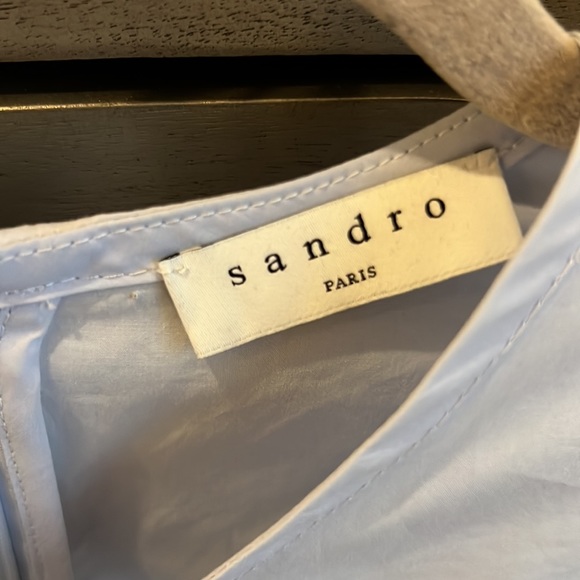 Sandro Blue Poplin Tunic Top - Picture 3 of 5